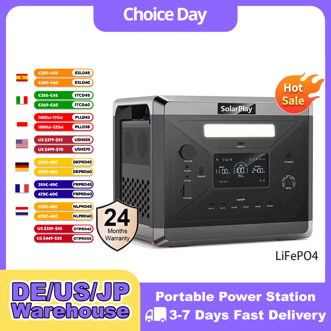 Solar Emergency Charger - สถานีพลังงานแบบพกพา SOLARPLAY รุ่น Q2501 สำหรับการตั้งแคมป์กลางแจ้งและใช้งานในบ้าน แบตเตอรี่