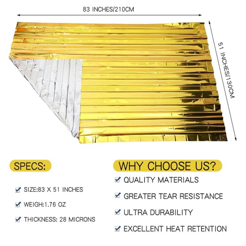 ผ้าห่มกันความร้อนไมลาร์สีทอง-เ - Survival Blanket Reflective บทวิจารณ์และราคา
