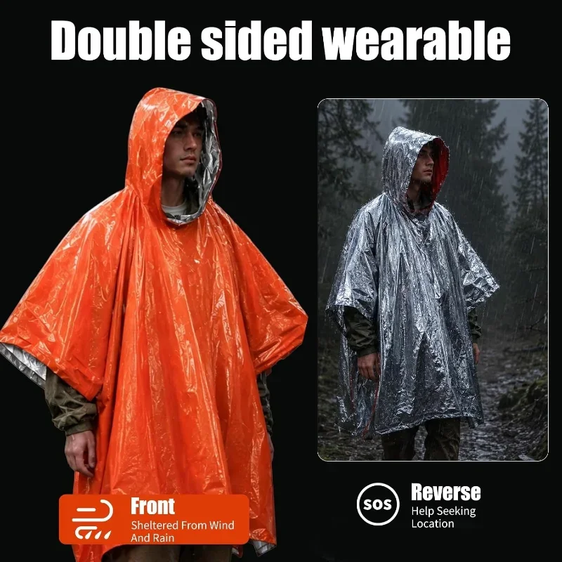 เสื้อกันฝนฉุกเฉินแบบมีฮู้ด กัน - Emergency Poncho Rain บทวิจารณ์และราคา